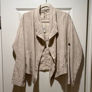 NWT Max Studio Drape Front Striped Jacket in  Natural size Small